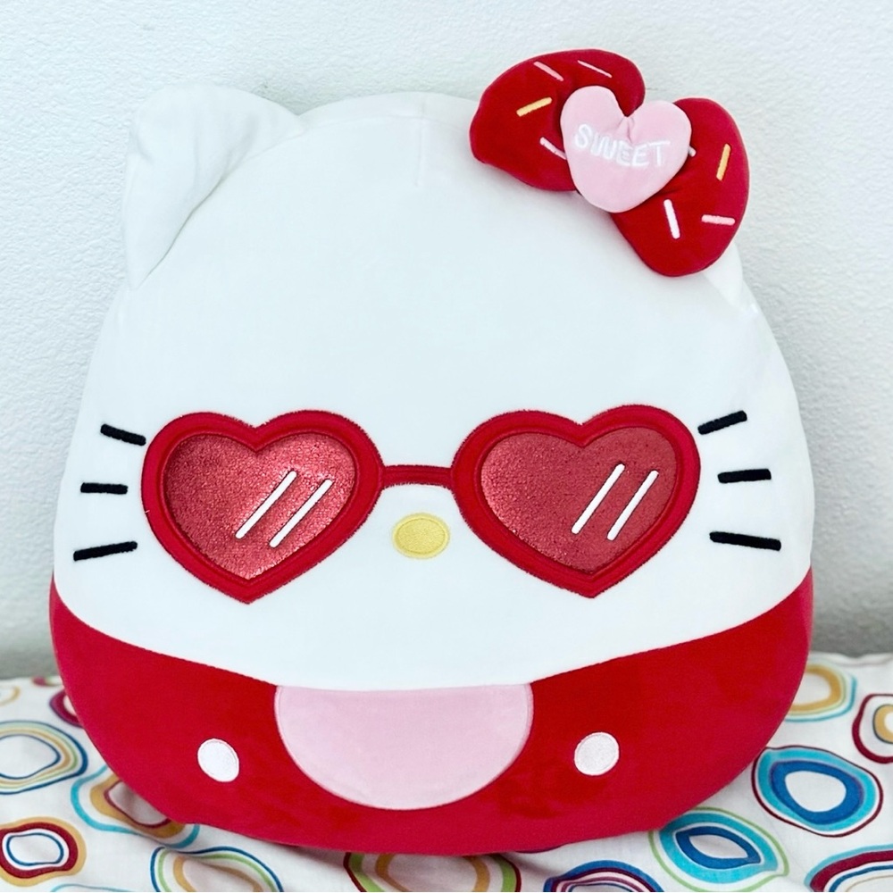 Hello Kitty Sanrio Squishmallows Cute Heart Sunglasses Plush Plushie Toy Pillow